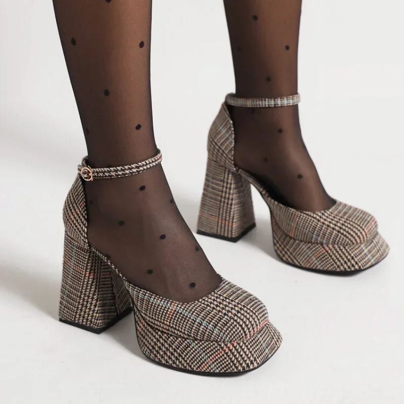 Platform Chunky Heeled Ankle Strap Pumps Shoes Woman Spring Summer 2023 Heel Women Shoe Fashion Sexy Sandal Brand New