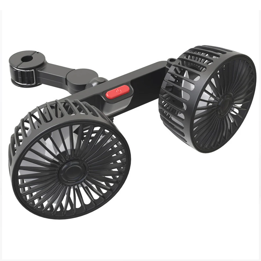 Powerful Car Backseat Headrest Dual Heads 3 Speeds Rotatable 5V USB Mini Cooling Fan
