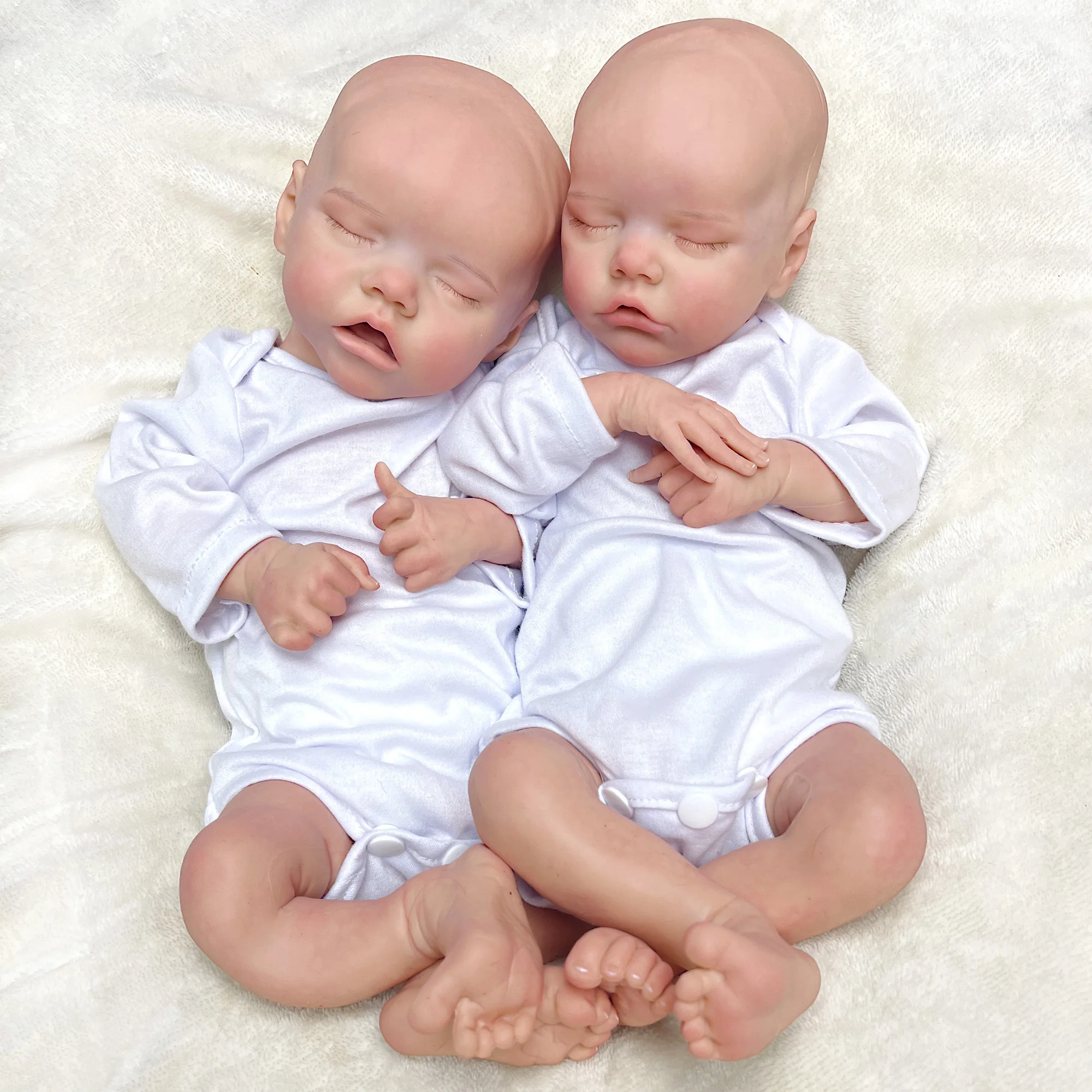 

40CM Twins A&B Full Solid Silicone Reborn Doll Bebe Reborn Painted/Unpainted Sleeping Baby Doll Boneca Reborn Corpo De Silicone