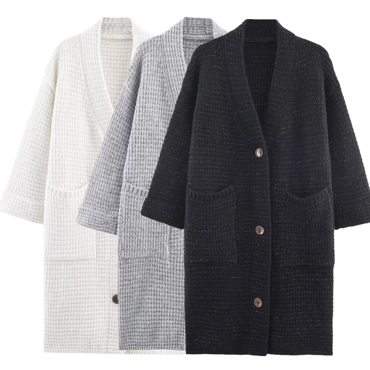 

Dave&Di минималистичный однотонный вязаный кардиган, длинное пальто, однобортное кимоно, длинное пальто, женская куртка, женская одежда