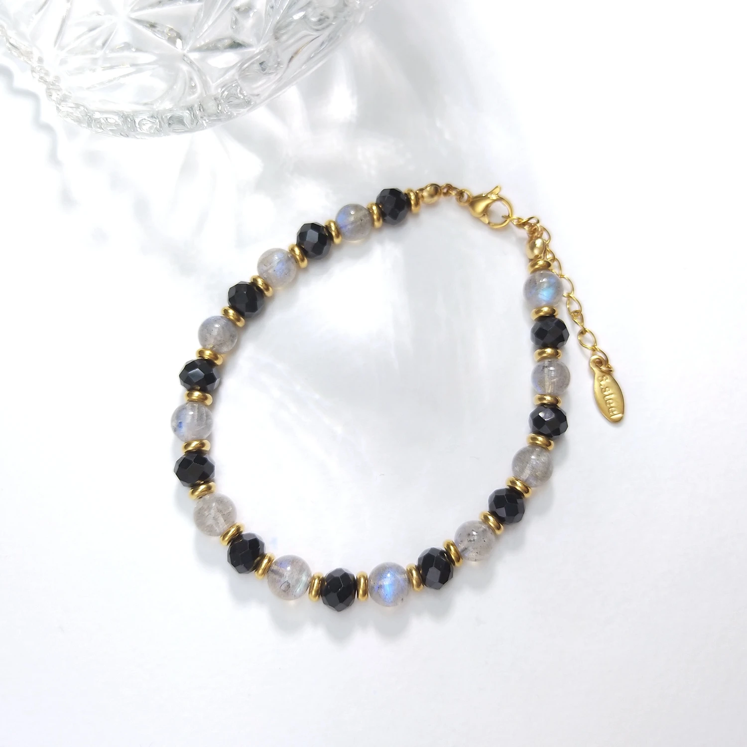 

Lii Ji Labradorite And Spinel Bracelet Natural Stone Male Female Jewelry Fashion Trendy Gift 17+3cm