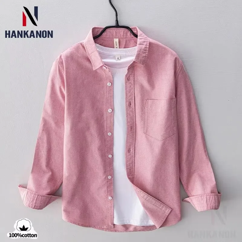 100% Cotton Men's Solid Color Oxford Cloth Shirt, Business Casual Long-sleeved Shirt Breathable, Daily Versatile M-3XL