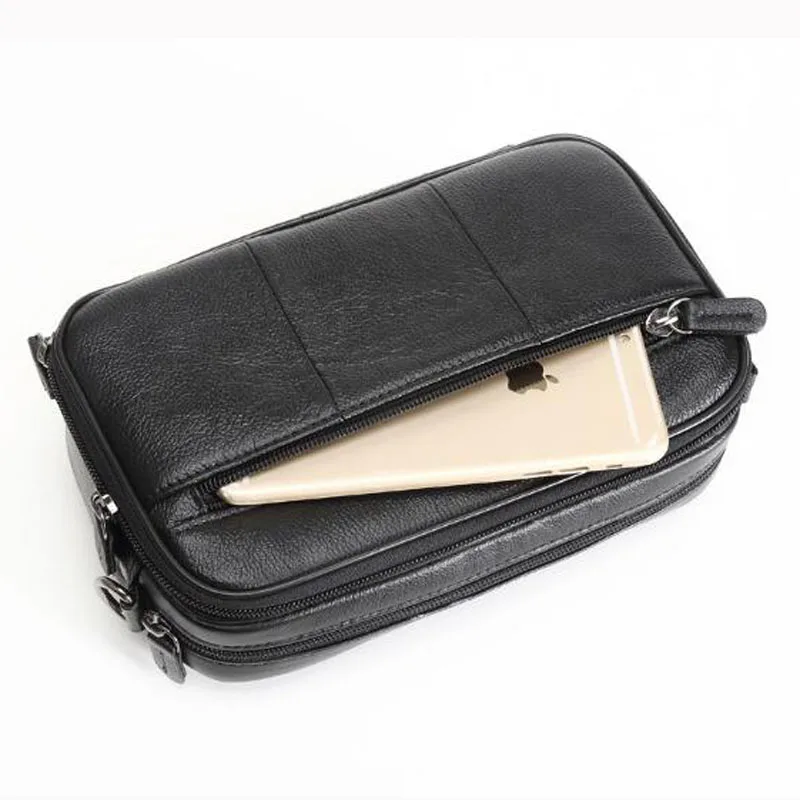 High Quality Genuine Natural Leather Hand Bag Men Casual Long Wallet Purse 6.4 Inch Mobile Cell Phone Male Handy Clutch Bags New