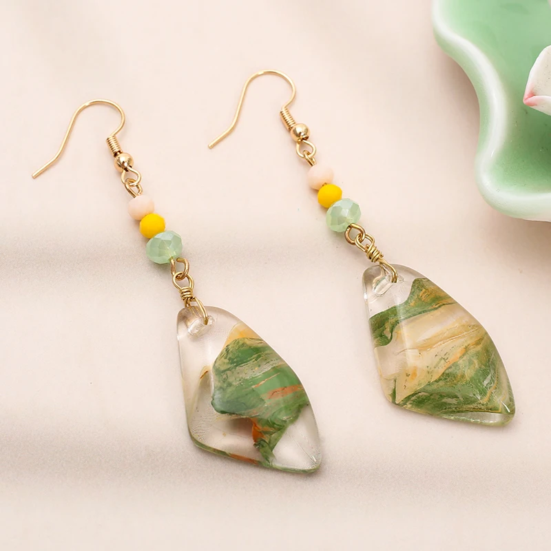 Transparente Tropfenohrringe für Damen, luxuriöse Kristall-Handarbeit, kunstvoll verflochtenes Design, Vintage, geometrische, unregelmäßige Form, Schmuck für den täglichen Gebrauch. – Detail 11