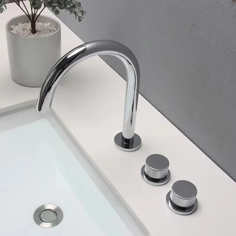 Widespead Basin Faucet Mixer Hot and Cold Black Bathroom Faucet Brass 8 inch Basin Faucet 3 Hole Sink faucet Lavotory Tap
