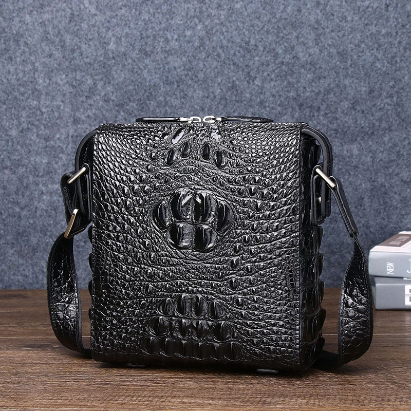 Genuine Leather alligator pattern large capacity men's briefcase Real cowhide bag fashion men's bag shoulder messenger bag