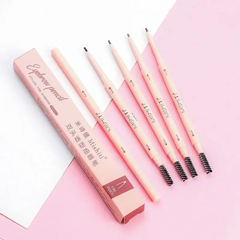 New Double Head Shape Fine Eyebrow Pencil Waterproof Sweat Resistant Non-smudging Dual-purpose Rotating Fine Eyebrow Pencil