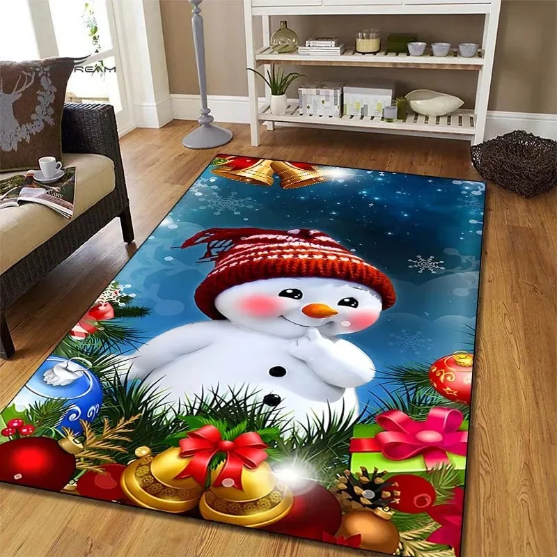 Exquisite Christmas Snowman Rug Festive Holiday Decorations for Home Winter Themed Carpets Snowman Carpet Decorative Ornaments