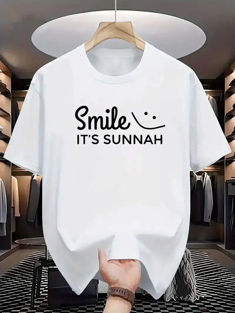 

Men's Clothing 100% Cotton Funny Graphic T-Shirts Casual Summer Short Sleeve Shirt With Smile Print New In Tops Streetwear Y2K