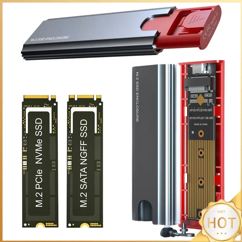 

Внешний корпус для SSD M.2 NGFF NVME с интерфейсом USB 3.1 Gen2, скорость 10 Гбит/с, для SSD-накопителей NVME/SATA 2242/2260/2280