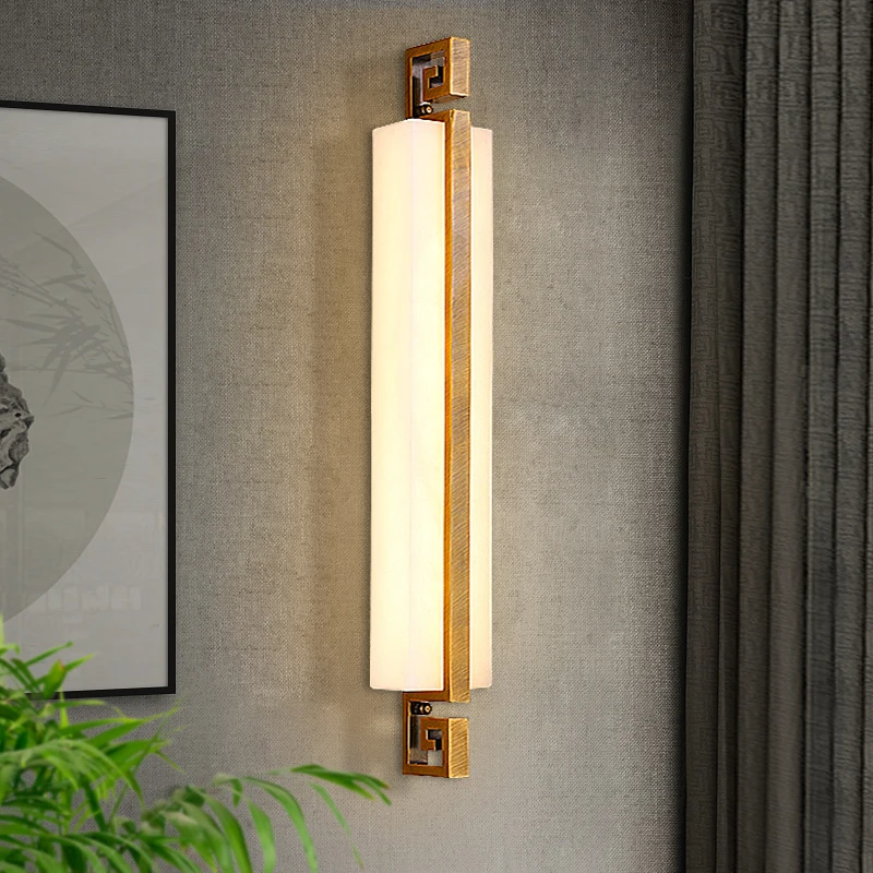 Spanish Marble Wall Lamp All Copper Modern Living Room TV Background Wall LED Lamp Bedroom Bedside Balcony Staircase Wall Lamp