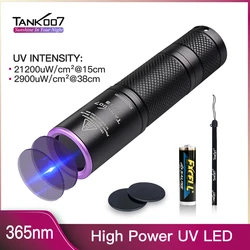 TANK007 UV03 torcia a LED UV 365nm ad alta potenza NDT EDC portatile Blacklight potente rilevatore di torcia per macchie di animali domestici di urina di cane