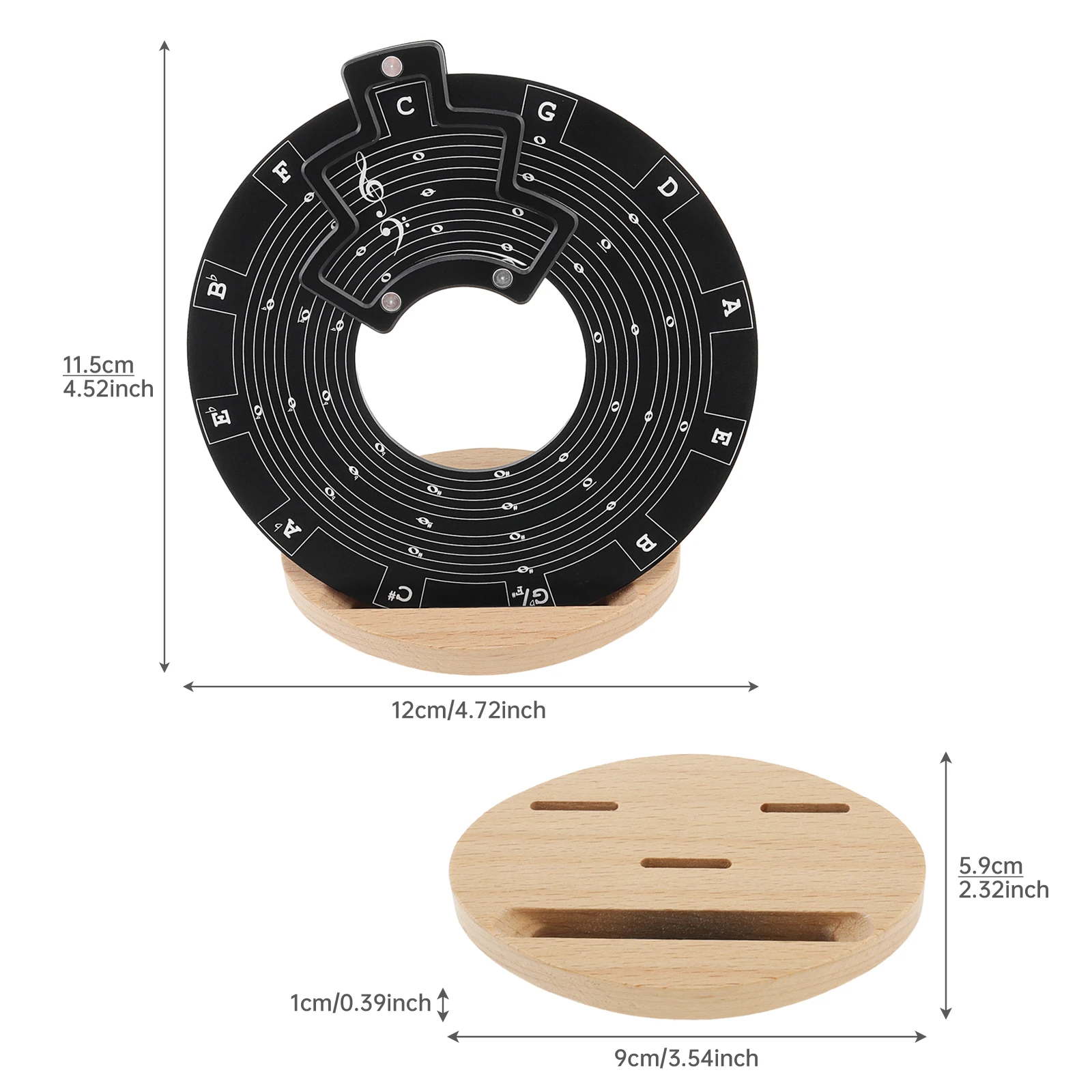 Acrylic Circle of Fifths Chord Melody Wheel for Musicians Songwriting with Solid Wood Stand Holder Music Theory Learning Tool