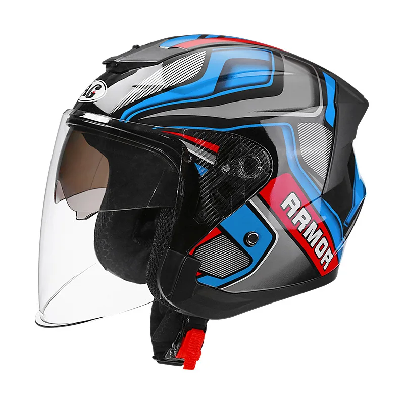 Motorcycle Helmet Women's Open Face Lightweight Helmet Double Lens Men's Motorbike 3/4 Helme Electric Motorcycle Capacete