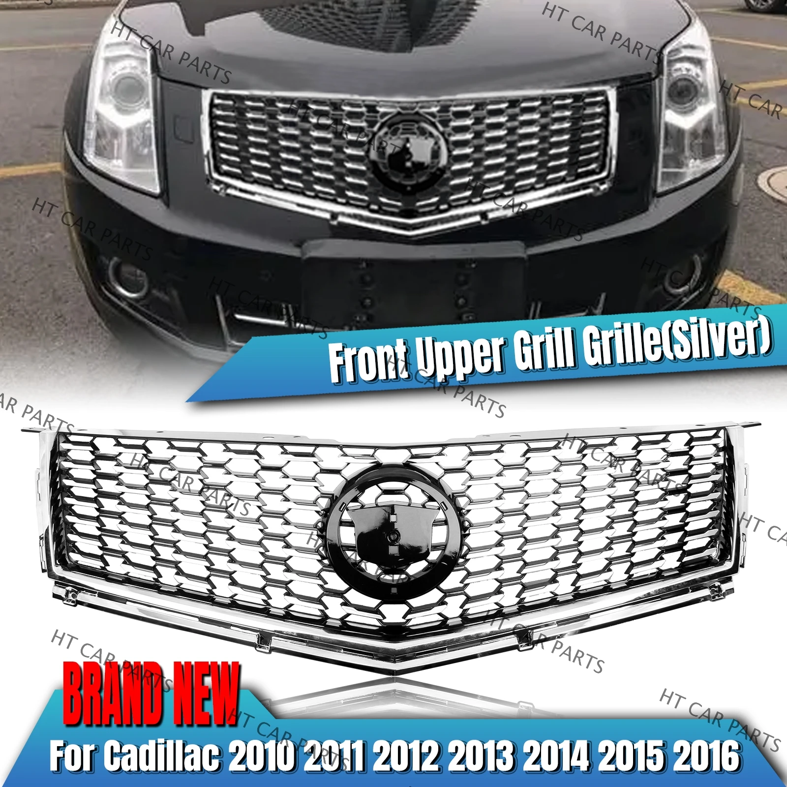 

1 Piece Silver Diamond Style of Front Bumper Grille Mesh Grill For Cadillac SRX 2010-2016 2010 2011 2012 2013 2014 2015 2016