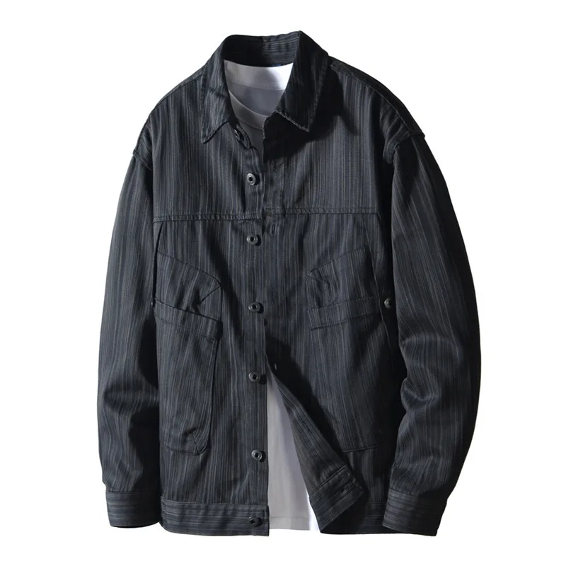 

Amekaji Heavyweight 340 г/м2 окрашенные в пряже куртки для мужчин, осень 2023 г., американские винтажные повседневные пальто, большие размеры 4XL