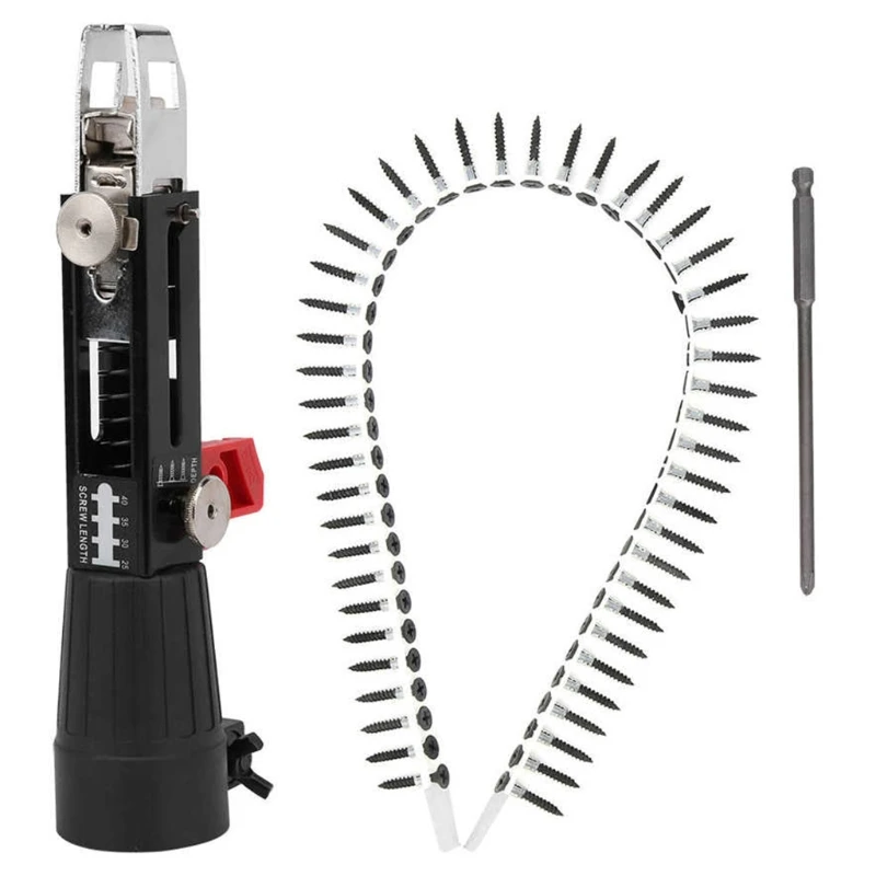 

Chain Nail Gun Adapter Adjustable Screw Length and Depth Easy to Use Woodworking Automatic Chain Nail Gun Electric
