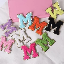 5.5cm Sticker Colorful Chenille Embroidered Letters Patch adhesive letter patches- perfect to stick on the bag laptop or book