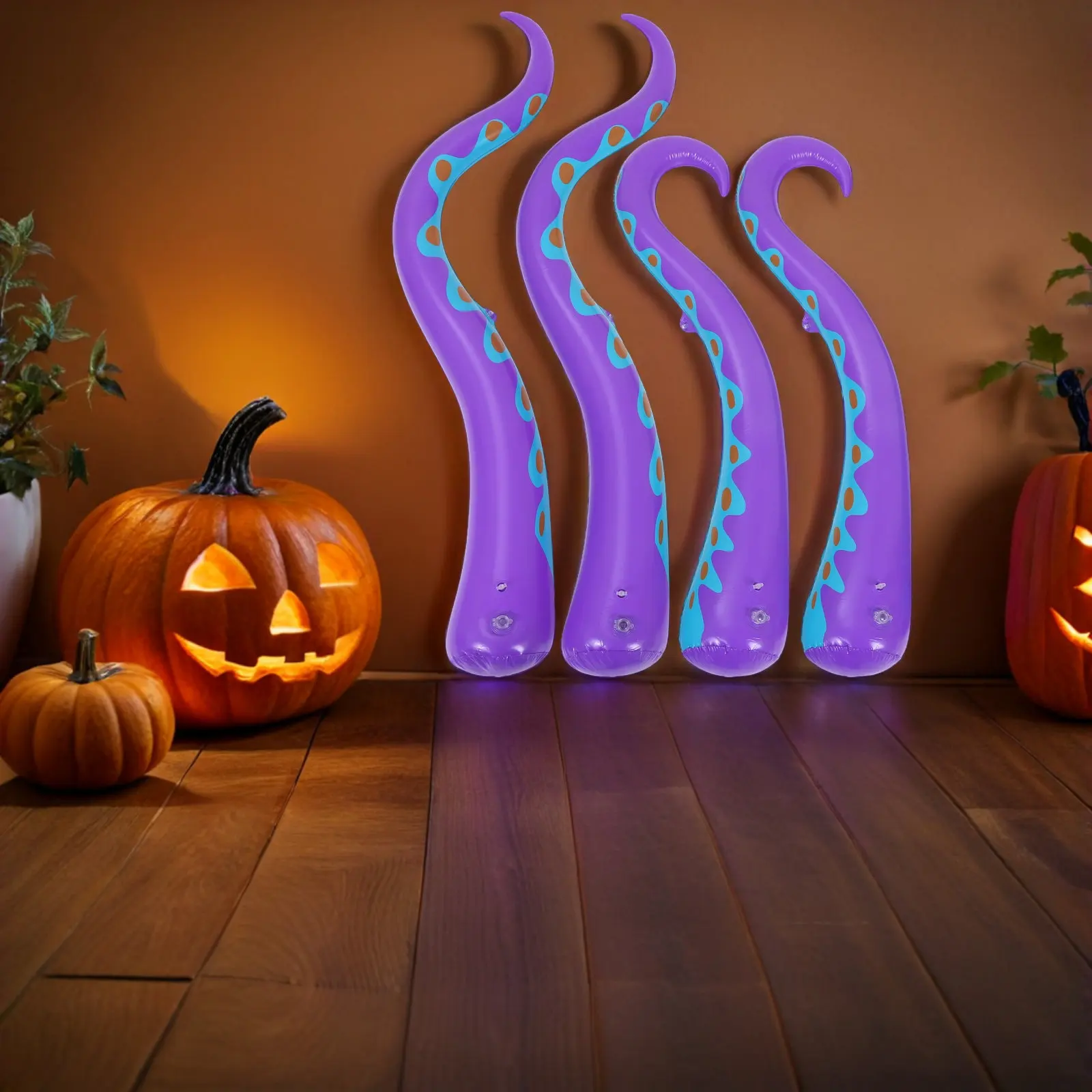 4Pcs Inflatable Octopus Tentacles for Windows Halloween Prop Reusable Blow Up Decoration Easy Install Giant Party Supply