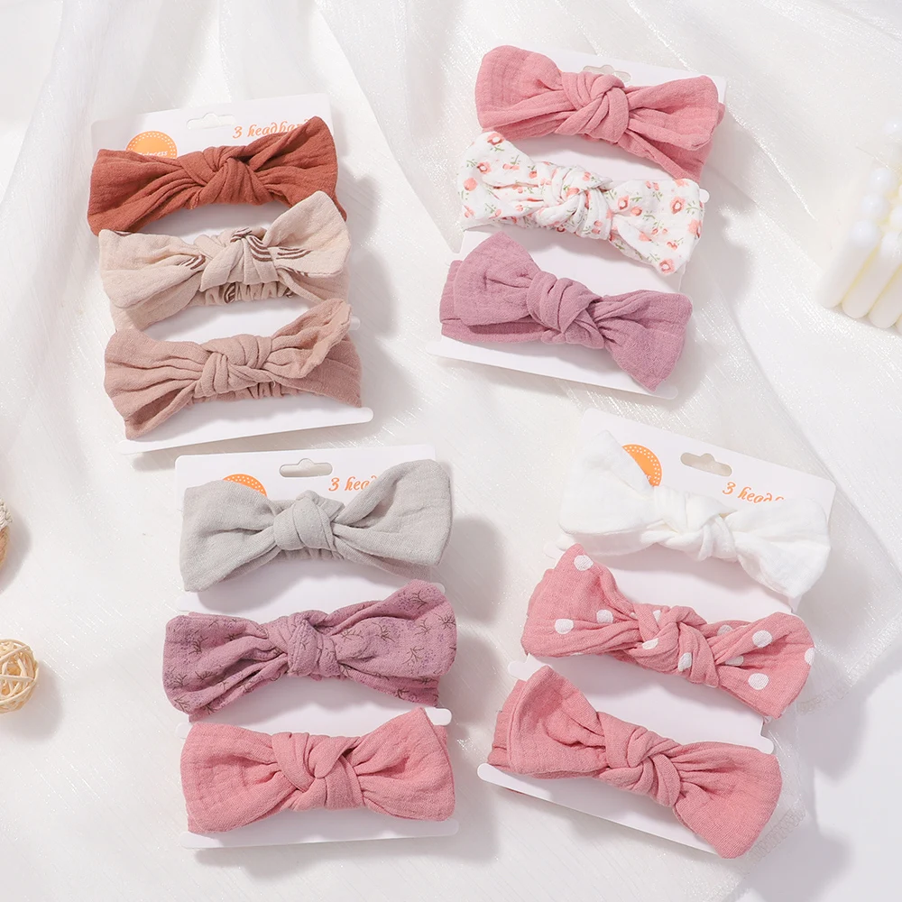 3Pcs Headband Baby Girls Set Bow Knot Head Wrap Bandage Kids Toddlers Headwear Hair Band Infant Baby Newborn Hair Accessories