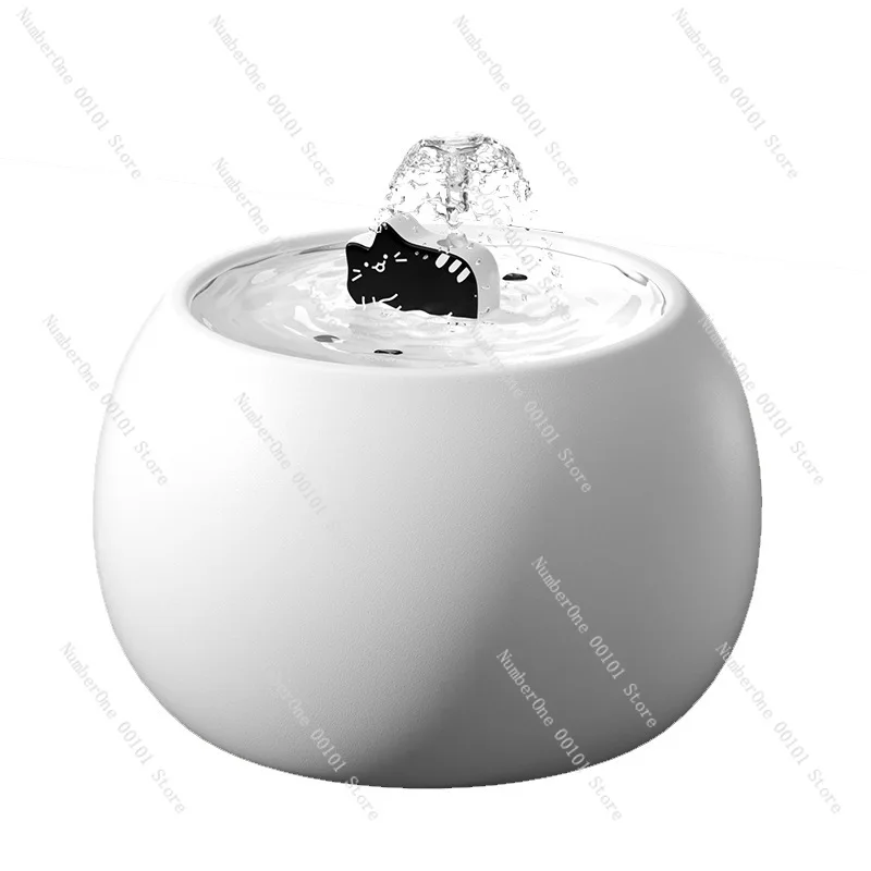 Cartoon Cat Ceramic Water Fountain, Electric Circulating Filter Automatic Drinking Bowl for Pet Dog Cat