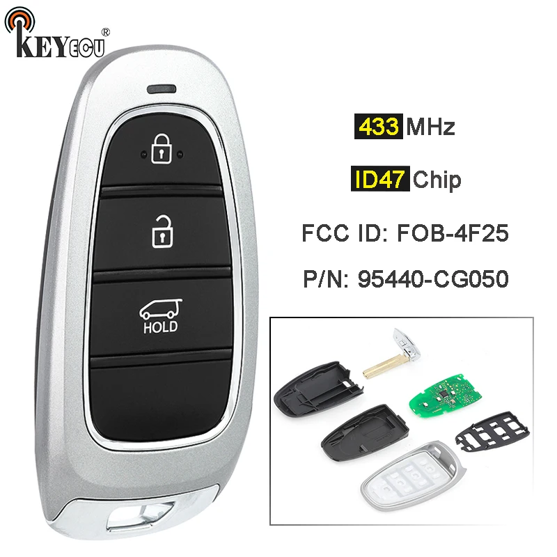 KEYECU 433MHz ID47 Chip PN: 95440-CG050 FCC ID: FOB-4F25 Keyless GO Smart Remote Key Fob for Hyundai Hyundai Staria 2022-2024