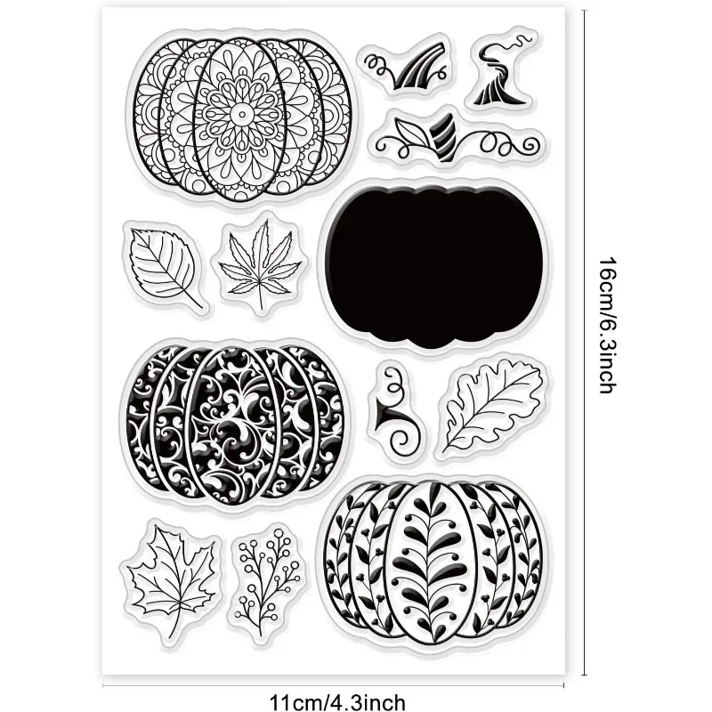 1Sheet Halloween Pumpkin Clear Silicone Stamps Pumpkin Leaf Autumn Transparent Stamps Plastic Postage Stamp Seal