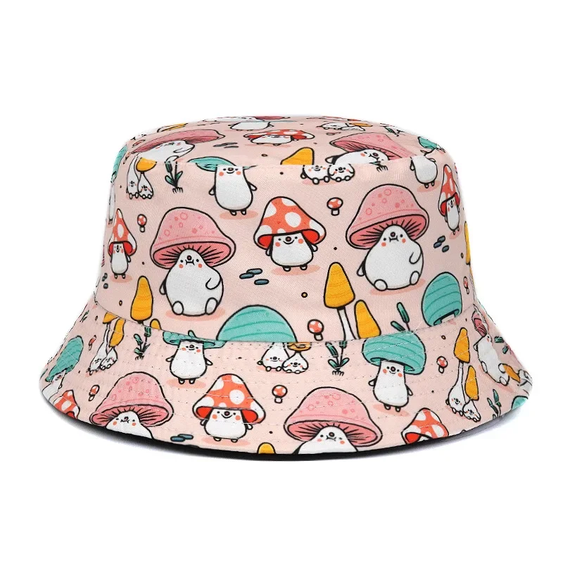 Panama Bucket Hats Animal Letter Print Fisherman Hat Summer Sun Hats For Women Men Reversible Fishing Cap