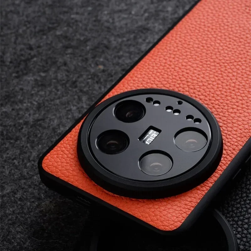 Melkco الليتشي الحبوب الطبقة العليا جلد البقر الأصلي حافظة لهاتف Xiaomi 15 Ultra Mi14 Ultra MI 15Pro غطاء ممتص للصدمات Funda