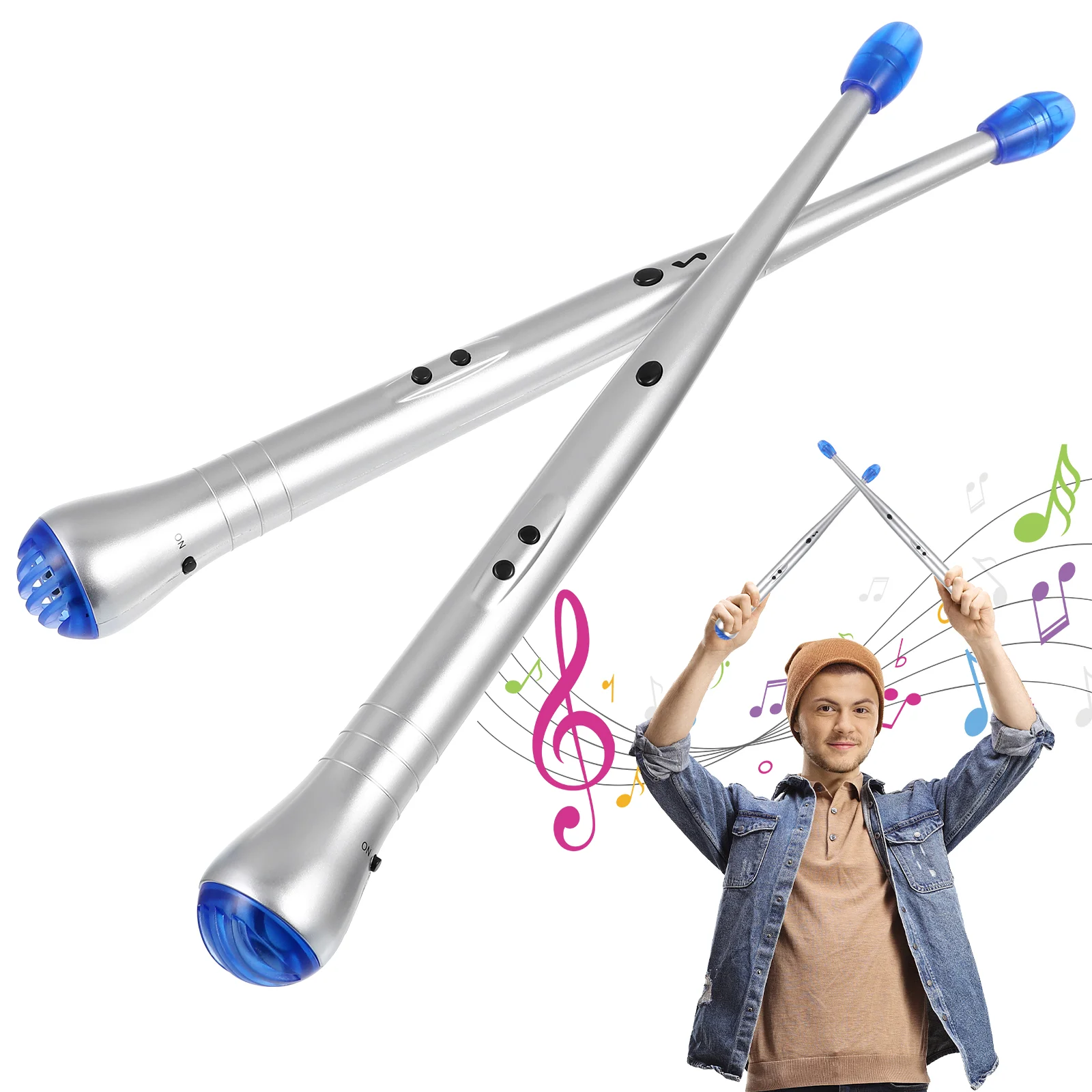 

Pair of Electric Rhythm Beat Sticks Drum Sticks Air Drumsticks for Children Toy Musical Instrument Electric Drumstick