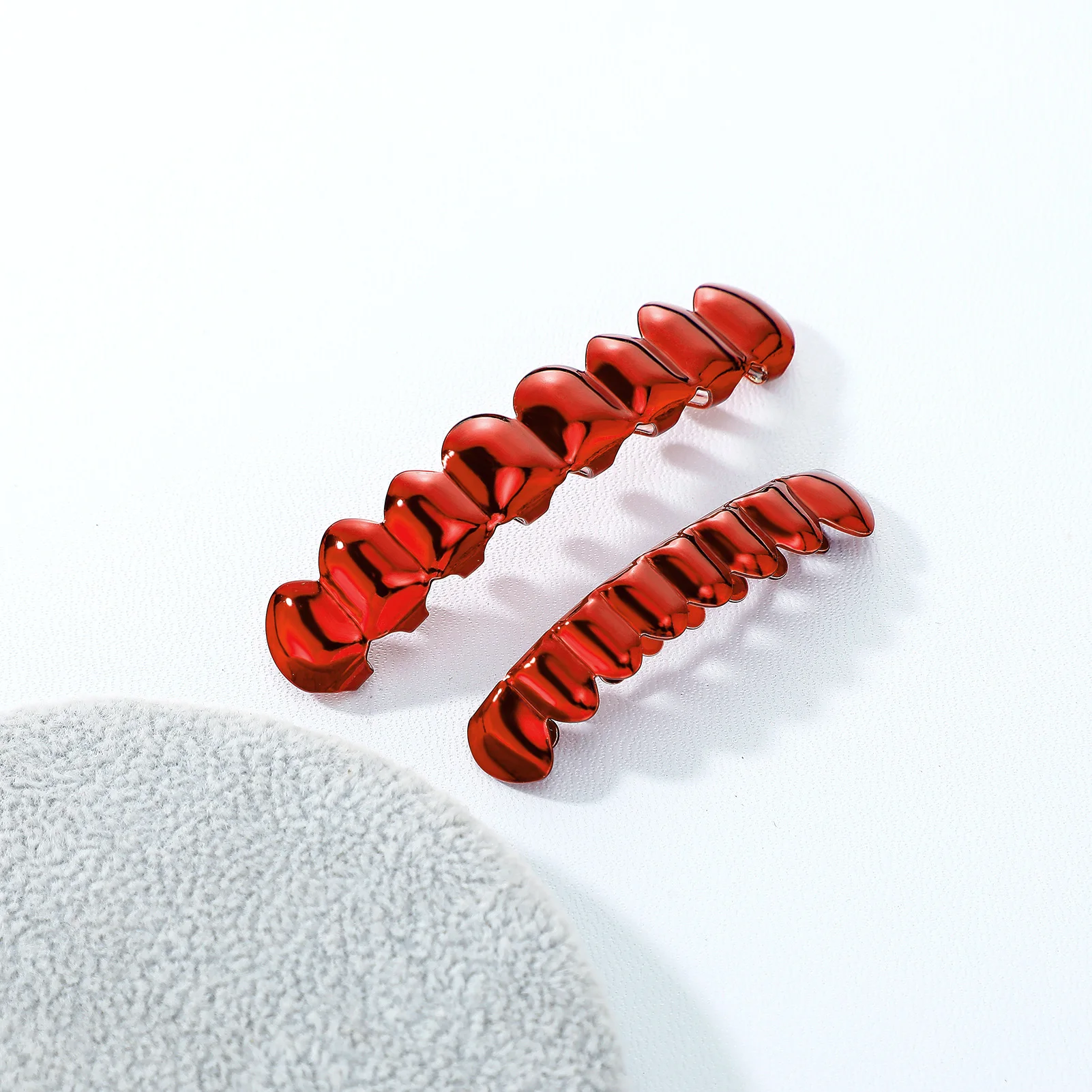 TOPGRILLZ Red Mirror Hip Hop Grillz Set 2Pcs 8 Teeth Top Bottom Grills Y2K Party Cosplay Teeth Halloween Jewelry Men Women - view 5