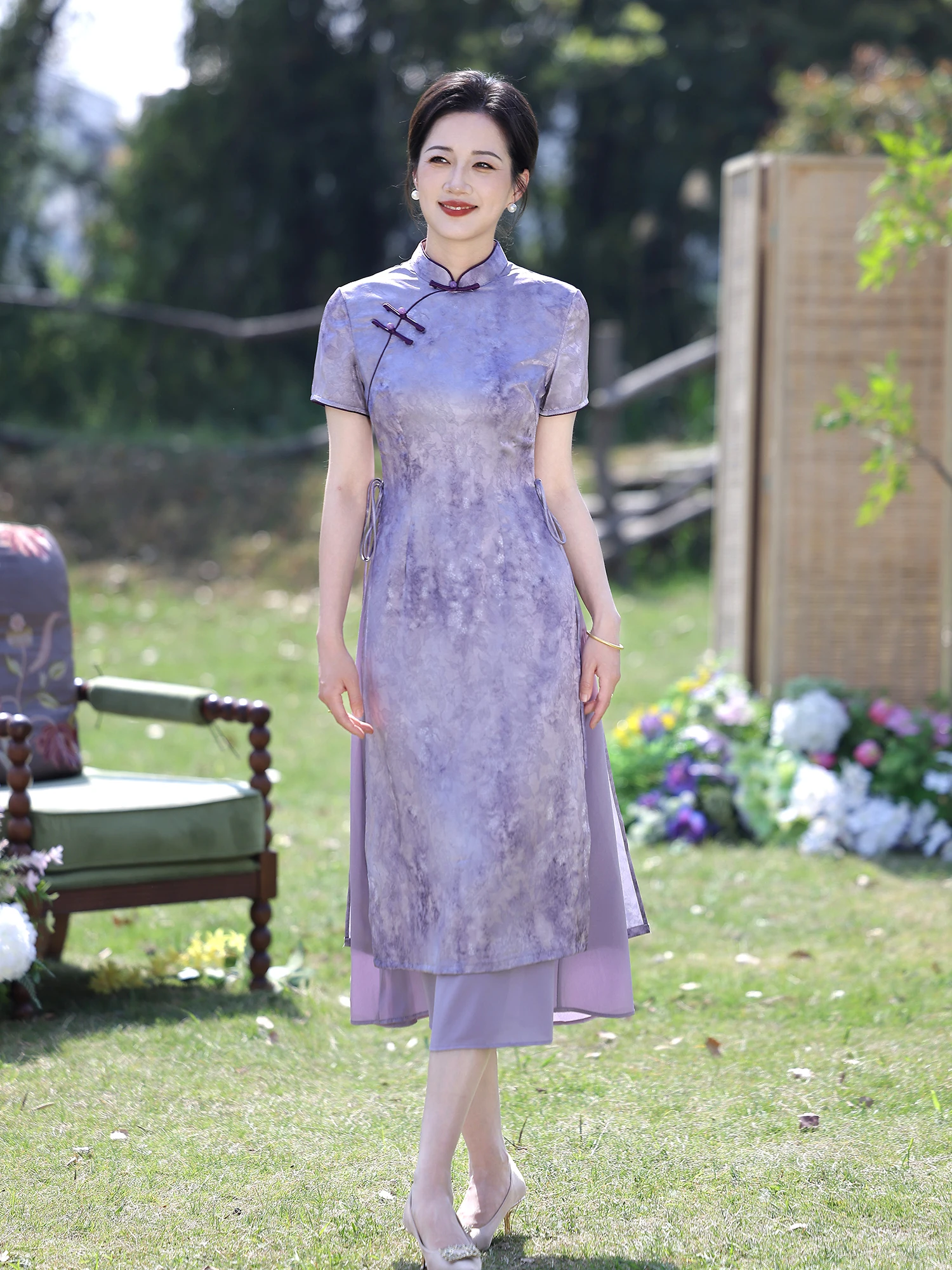 

Purple Matron Wedding Dress New Chinese Style Summer Young Wedding Clothes Daily Wear Suitable for Wedding Banquets