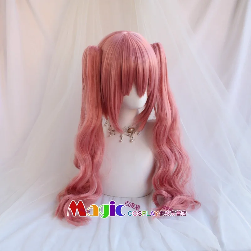 2 Types Anime Ghost Princess Perona Cosplay Wig Pink Long Curly Wavy Ponytails Synthetic Hair Adult Pigtail+ Free Wig Cap