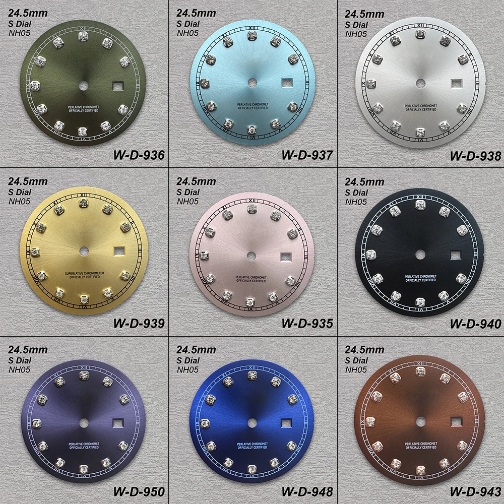 

24.5mm S Logo Diamond Sunbuurst Dial Suitable for NH05 Movement Watch Modification Accessories High Quality NH35 Accessories ﻿