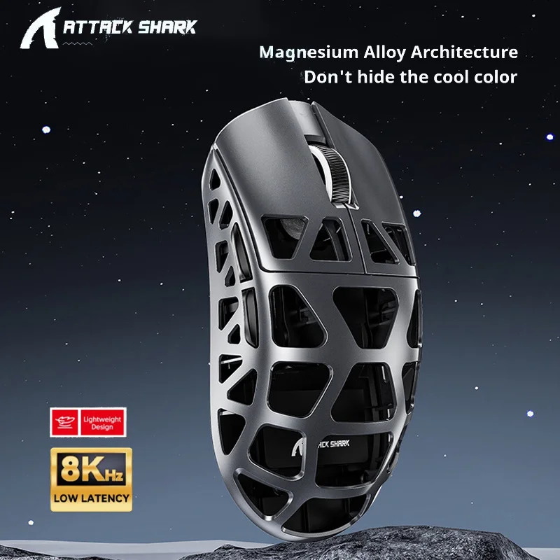 

Attack Shark R3 Tri Mode Game Mouse 4k8k Magnesium Alloy 2.4g Bluetooth Wireless Lightweight Paw3395 26000dpi Sports Mouse Gift