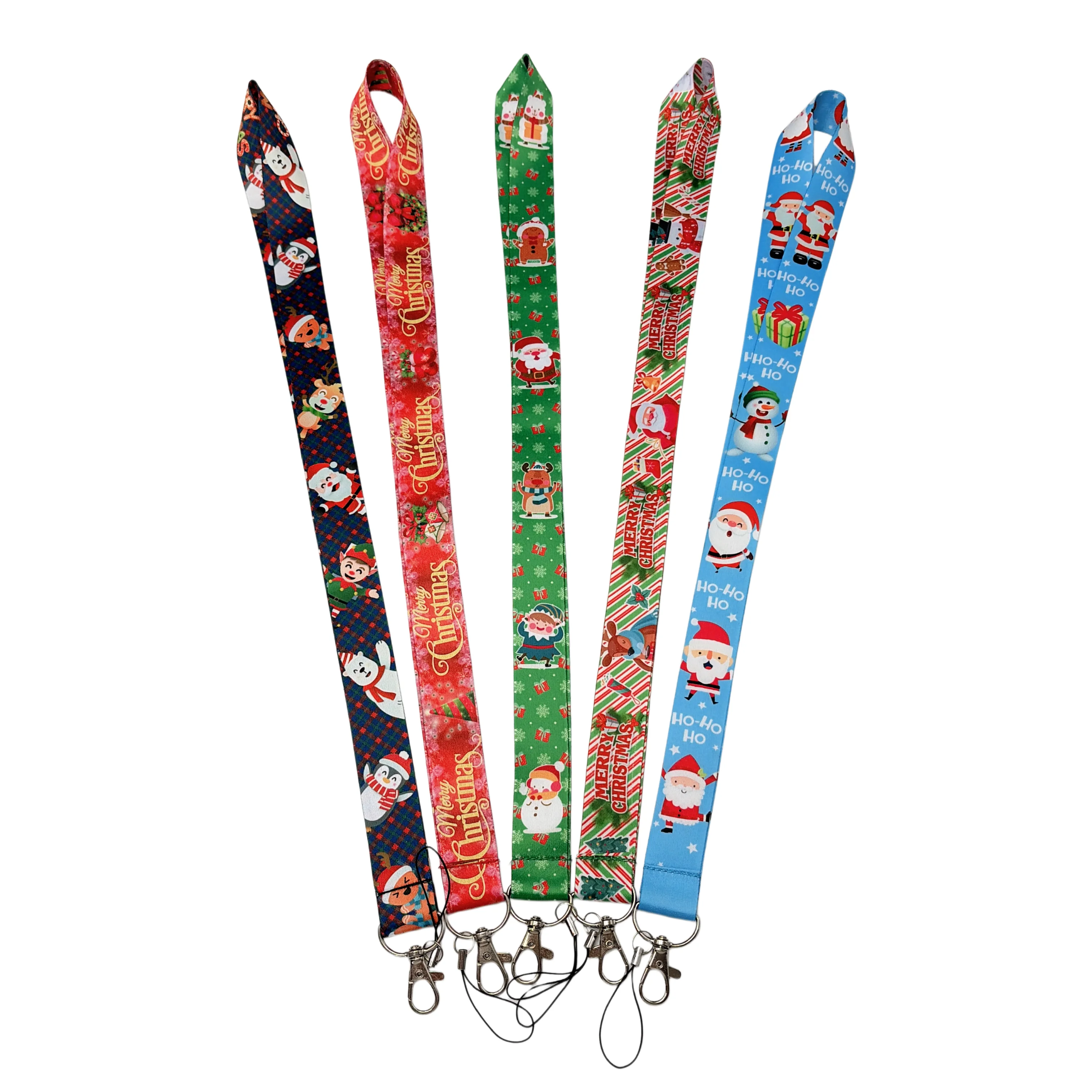 Fashion cartoon Santa Claus keychain hanging rope ID badge clip Christmas phone neck strap keychain phone accessories