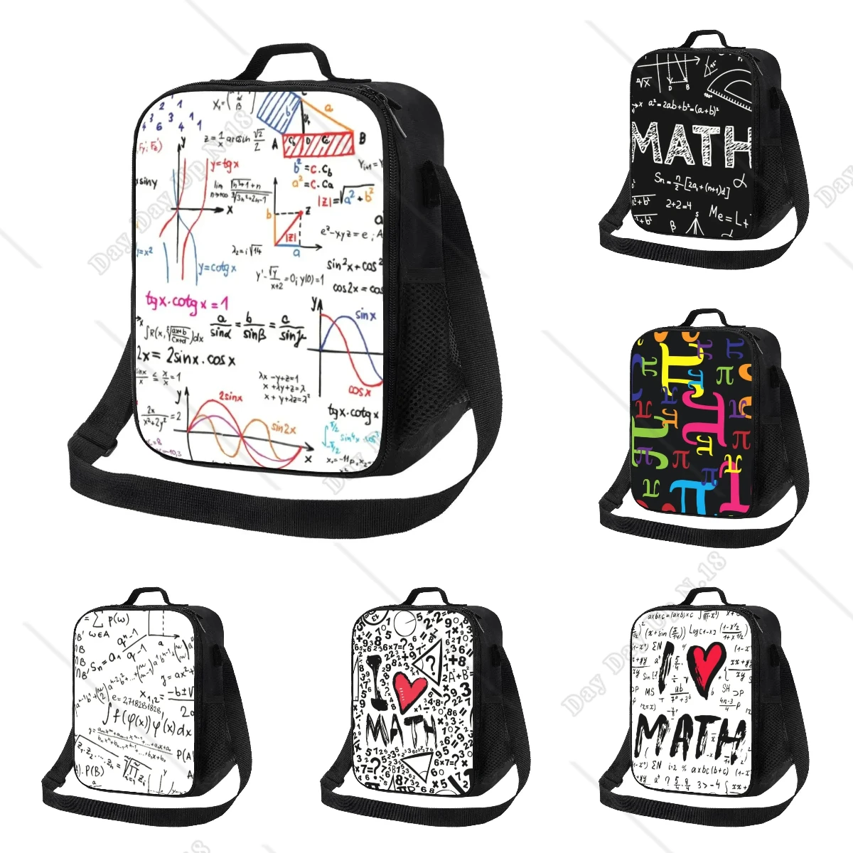 Mathematics Maths Numbers Insulated Lunch Bags for Work School Science Puzzle Leakproof Cooler Thermal Lunch Box