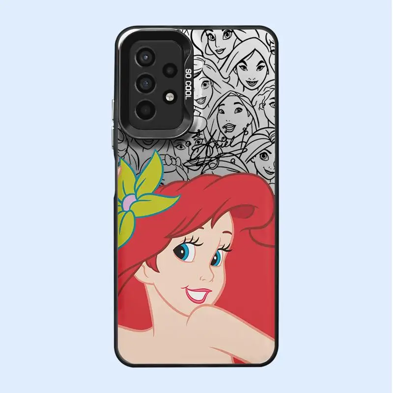 Phone Case for Oppo Reno 10 Pro 8T 7 6 5 A98 A78 A58 A38 A37 A17 A76 A57 Silver Plating Snow White Ariel Mulan Alice Princess