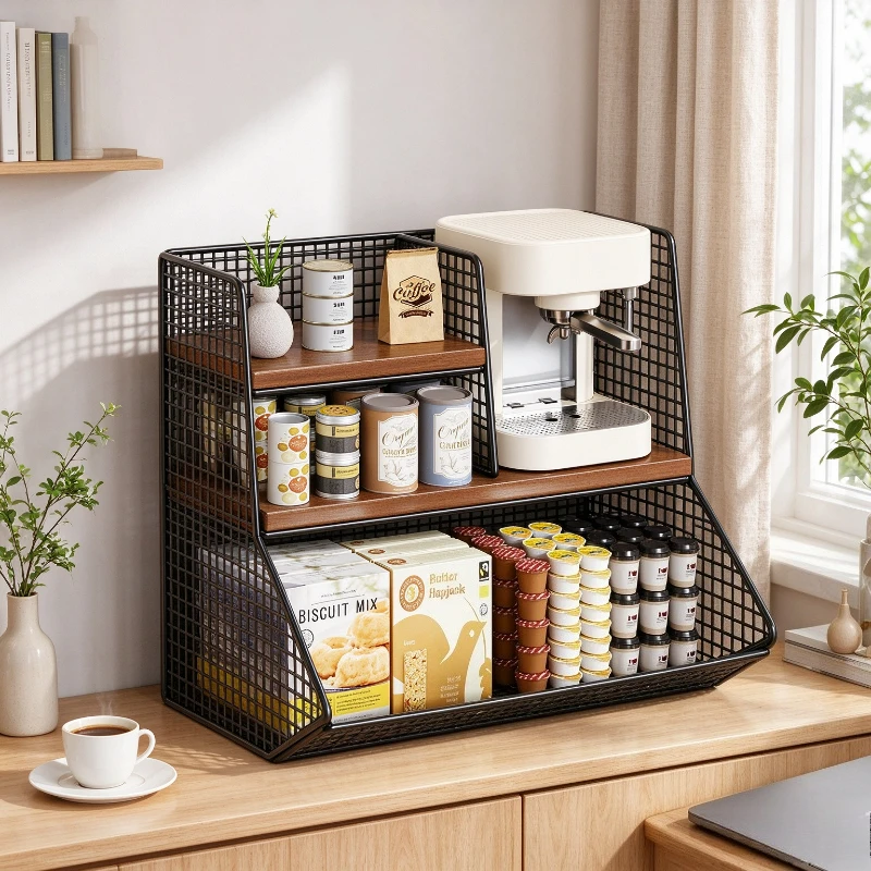 Desktop Organizer Rack Multi Tier Countertop Snack Cosmetic Storage Box Home Table Dining Bathroom Vanity Daily Useful Pack Sets