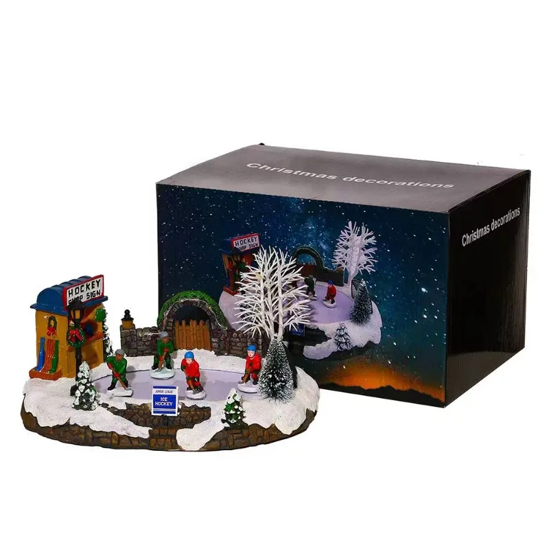 Christmas Decorations Music Glowing Snowy scenery House Resin Handicrafts Desktop ornaments Christmas little gifts