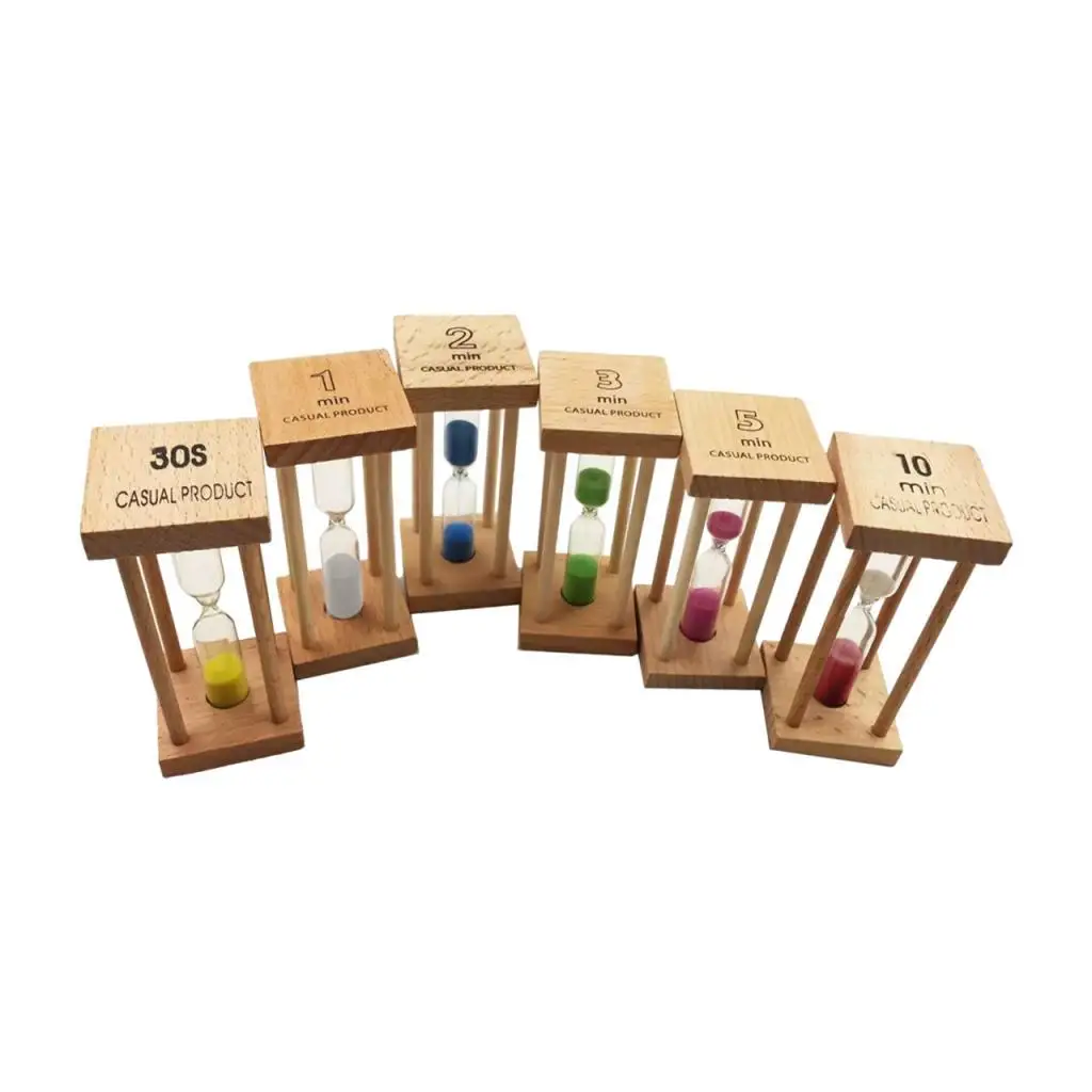 6x Sand Timer Wood Kitchen Tool Hourglass Timer Sandglass Timer for Games Exercising Toy Gift Studying Early Education Center