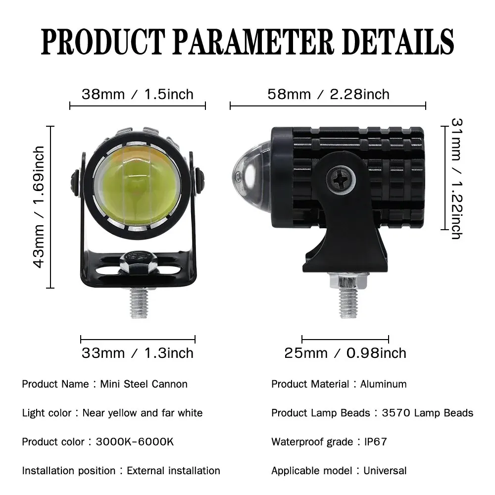 Faro per Moto con interruttore faretti a LED Super Bright Dual Color Hi/Lo Beam Moto ausiliari DRL lampade per Moto fendinebbia