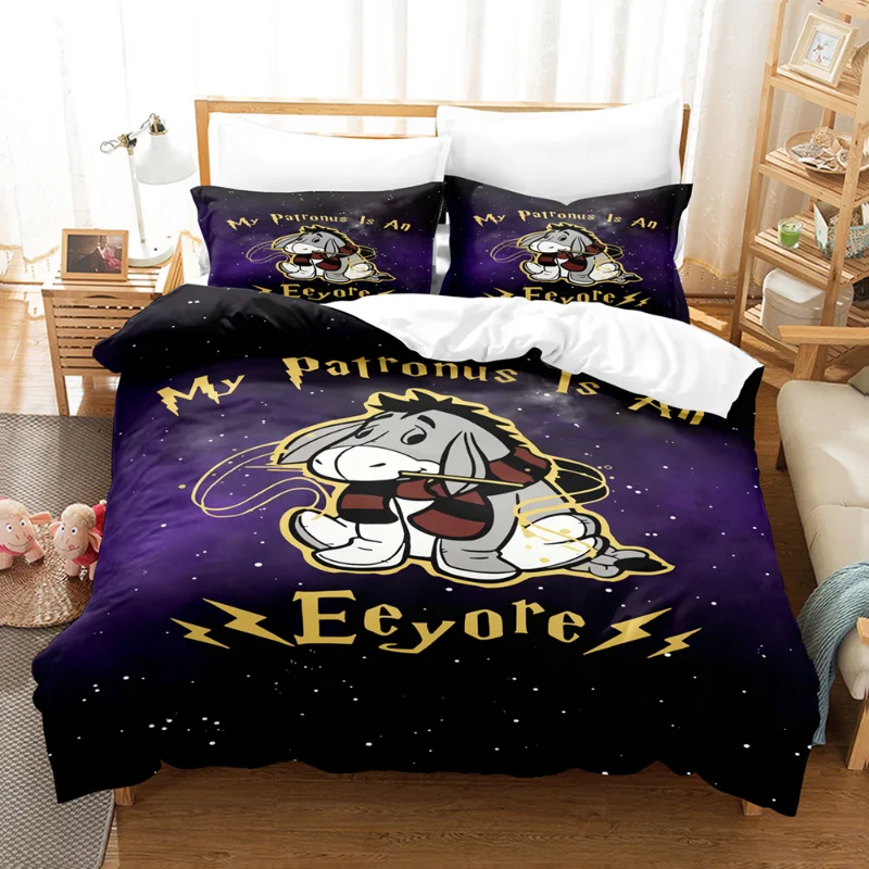 Disney Eeyore Bedding Set Quilt Cover Cartoon Pooh Bear Cosplay Pillowcase Bed Spead Bedroom Duvet Cover Bedding Suit Kids Gift