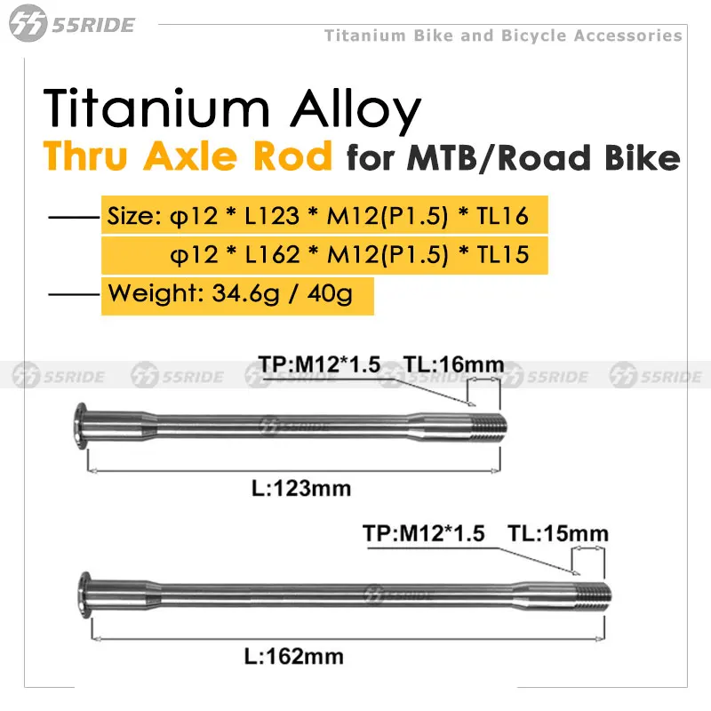 

Titanium Alloy Thru Axle Rod for 12x100 12x142 12x148mm Boost M12xP1.5 for MTB Road Bike Frame / Fork Bicycle Accessories