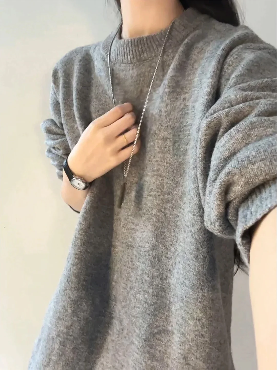 

Мужской вязаный свитер в японском ретро-стиле с высоким воротником, теплый базовый слой для осеннего сезона, удобный, из смесовой шерсти, с круглым вырезом