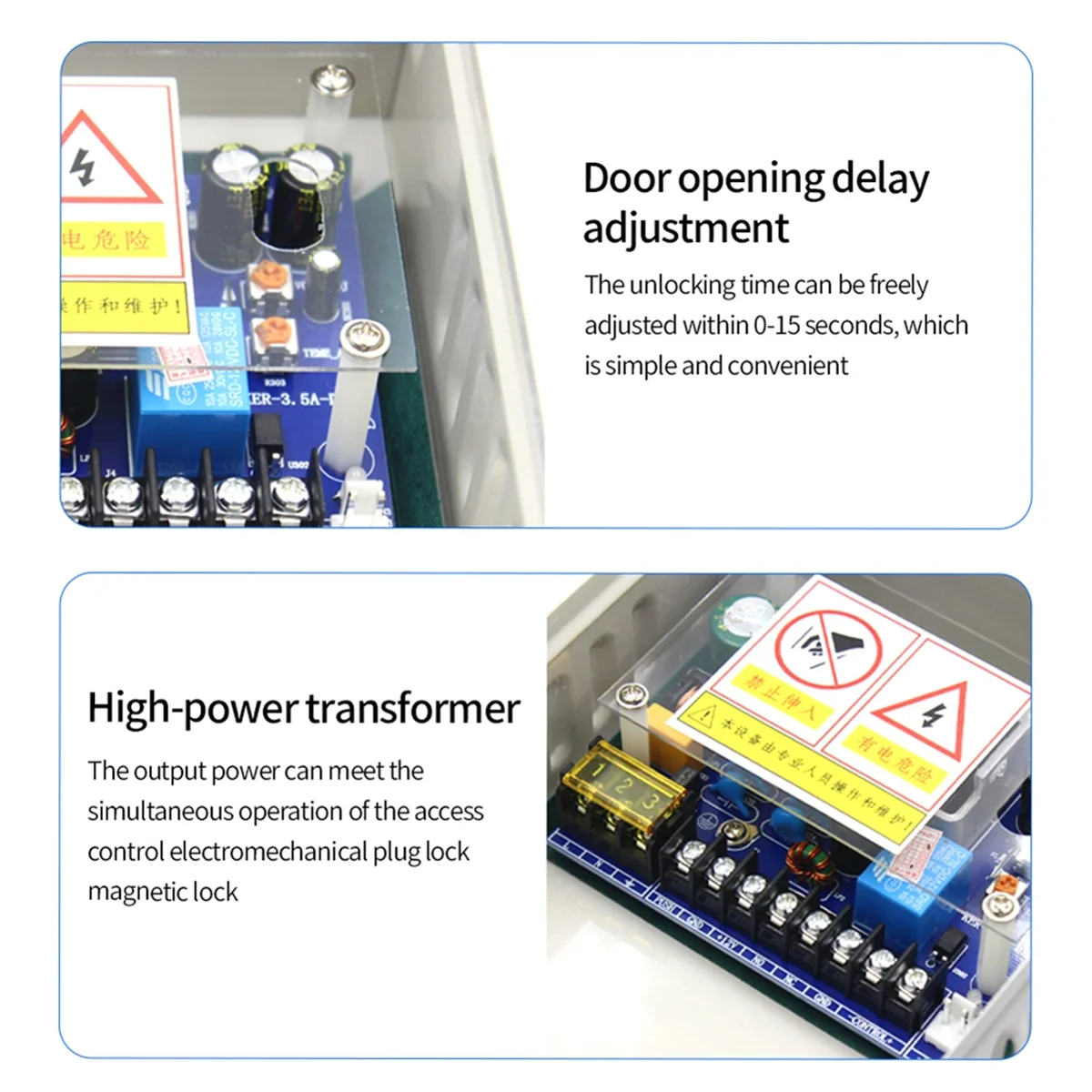 Tuyo transformador de fuente de alimentación de Control de acceso a prueba de lluvia DC 12V-15V 5A sistema de puerta adaptador de retardo de tiempo para cerradura de reconocimiento facial