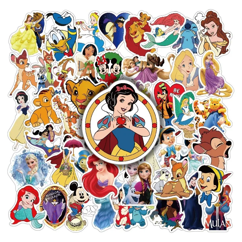 50pcs Mermaid and Snow White Graffiti Stickers Notebook Water Cup Luggage Laptop Stationery Decorative Stickers