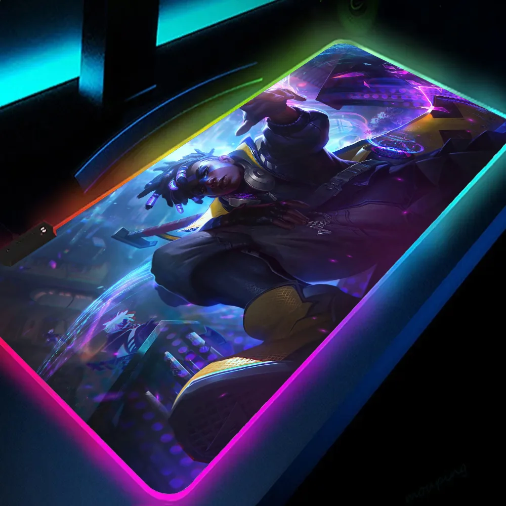 1pc True Damage Ekko League Of Legends Mat XXL RGB Gaming Mouse Pads HD Black Gamer Accessories Large LED