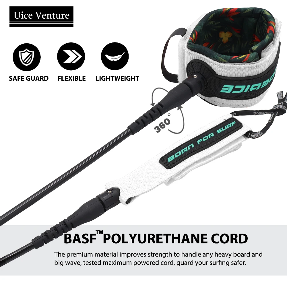 Surf Leash SUP Board Surf Leg Rope 6-9ft Surfboard Leash TPU Stainless Swivels Inflatable Paddle Board Longboard Foot Rope