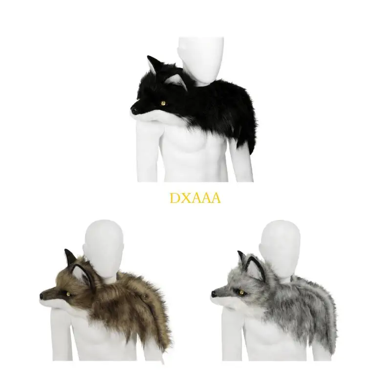 

DXAA Foxes Costume Accessory Faux Furs Collar Scarf Wrap Foxes Shrug Collar Shawl